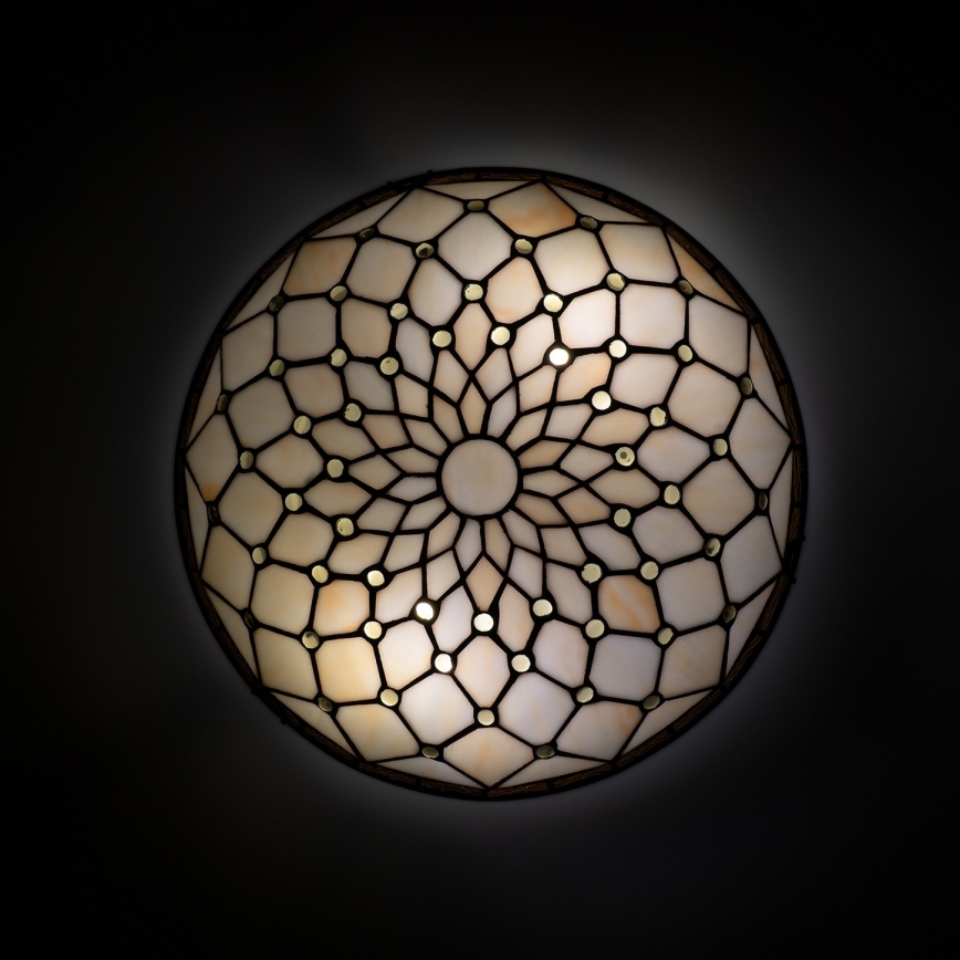 Brilagi - Tiffany vitraažist laelamp IVORY 2xE27/60W/230V, läbimõõt 40 cm