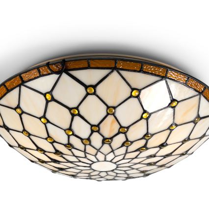 Brilagi - Tiffany vitraažist laelamp IVORY 2xE27/60W/230V, läbimõõt 40 cm