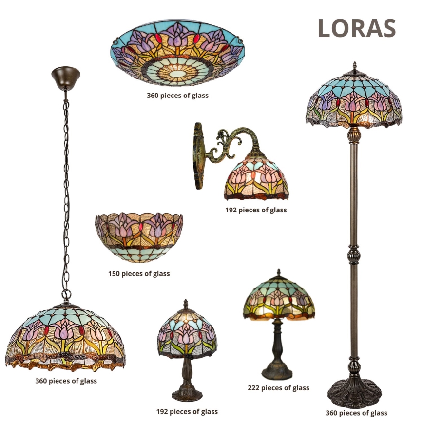 Brilagi - Tiffany-vitraažist laelamp LORAS 2xE27/60W/230V