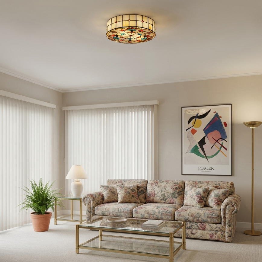 Brilagi - Tiffany-vitraažist laelamp MIRABELLA 3xE27/60W/230V, läbimõõt 40 cm
