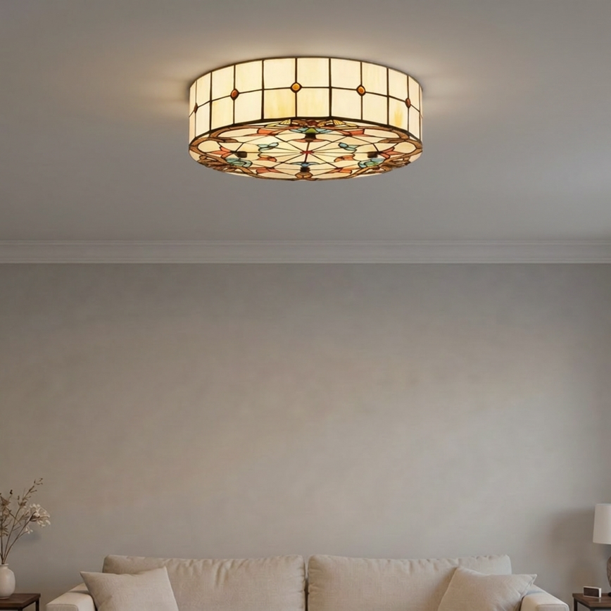 Brilagi - Tiffany-vitraažist laelamp MIRABELLA 3xE27/60W/230V, läbimõõt 40 cm
