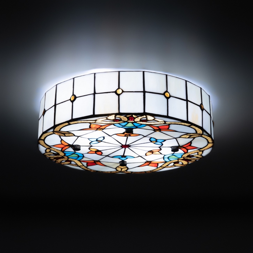 Brilagi - Tiffany-vitraažist laelamp MIRABELLA 3xE27/60W/230V, läbimõõt 40 cm