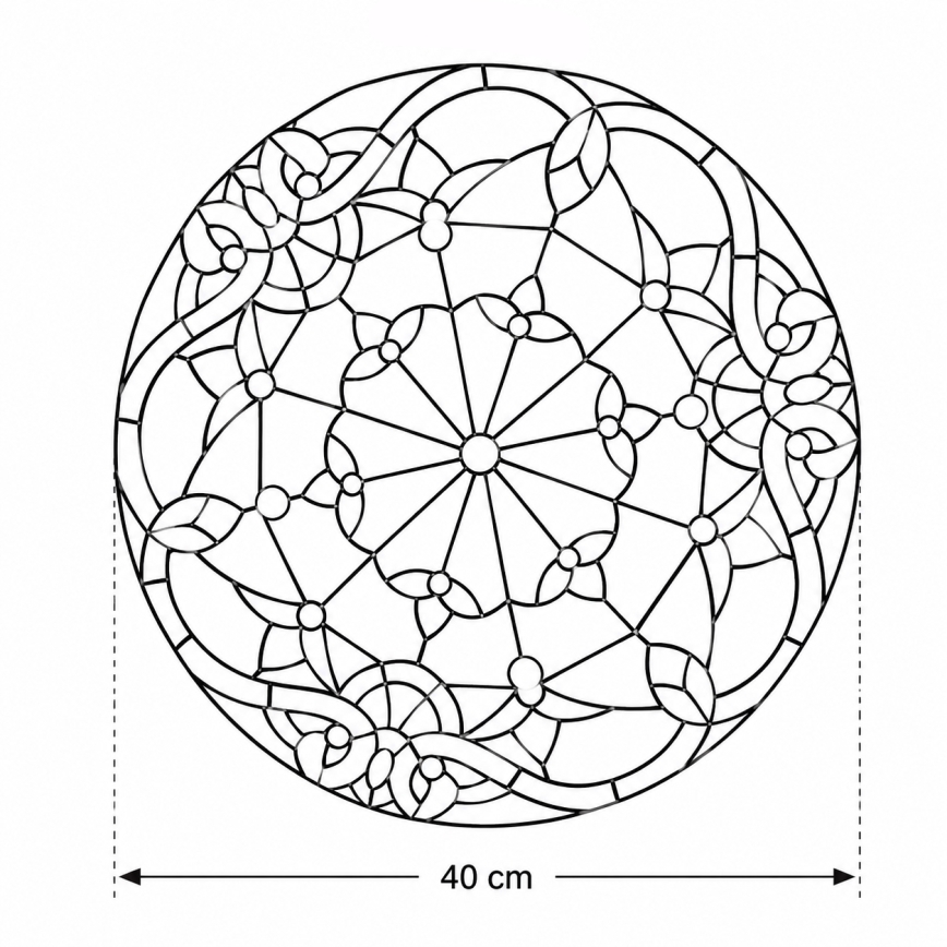 Brilagi - Tiffany-vitraažist laelamp MIRABELLA 3xE27/60W/230V, läbimõõt 40 cm