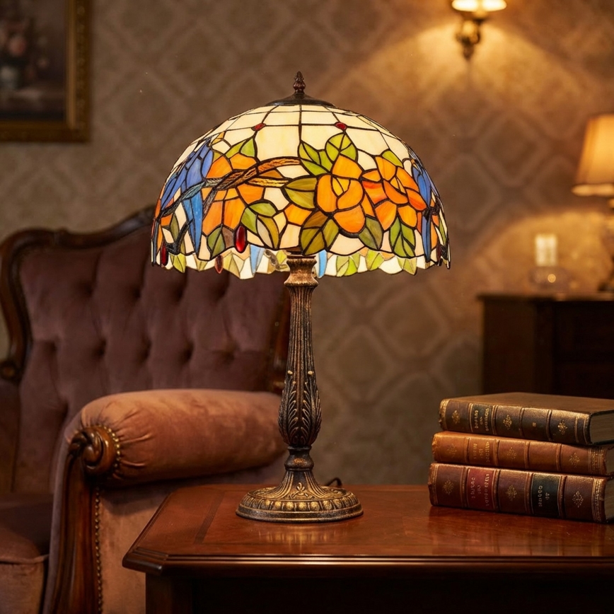 Brilagi - Tiffany-vitraažist laualamp JUNGLE 2xE27/60W/230V
