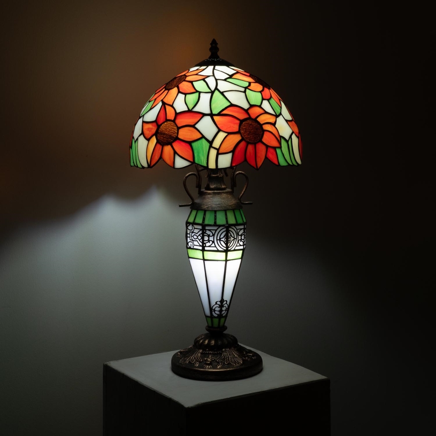 Brilagi - Tiffany vitraažist laualamp SUNFLOWER 1xE27/60W/230V + 1xE14/40W