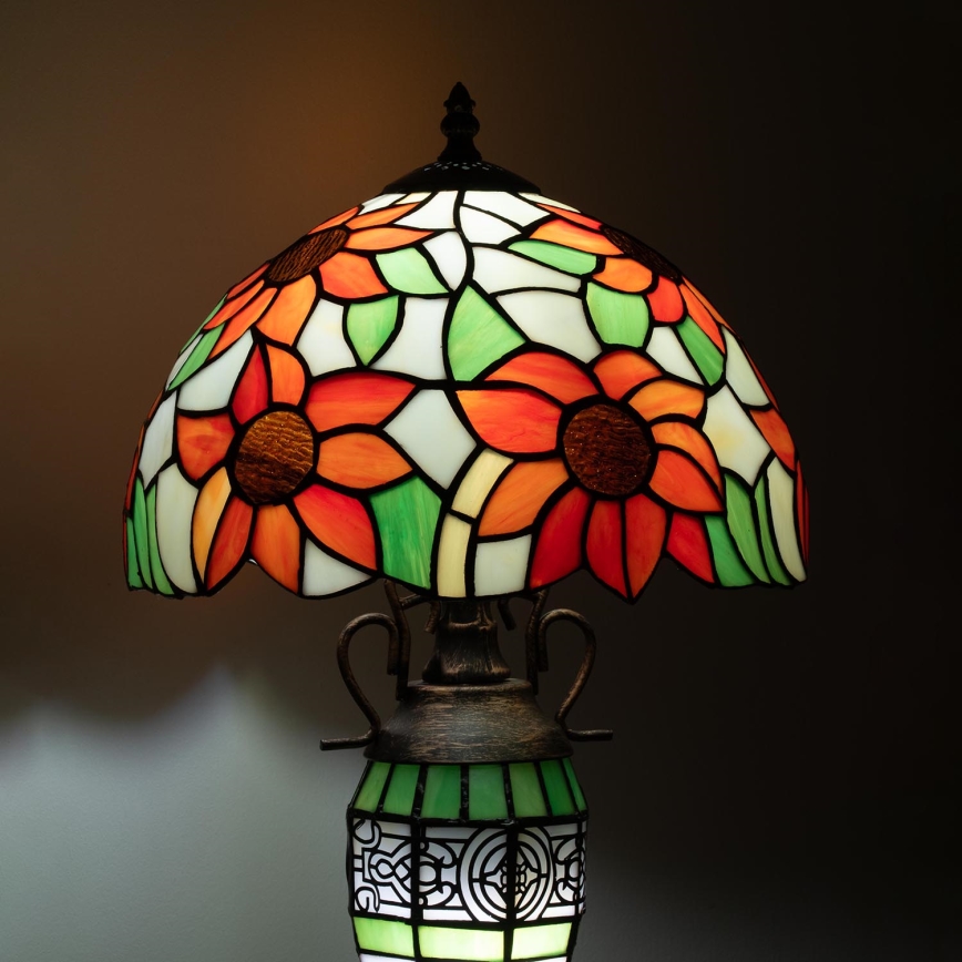 Brilagi - Tiffany vitraažist laualamp SUNFLOWER 1xE27/60W/230V + 1xE14/40W