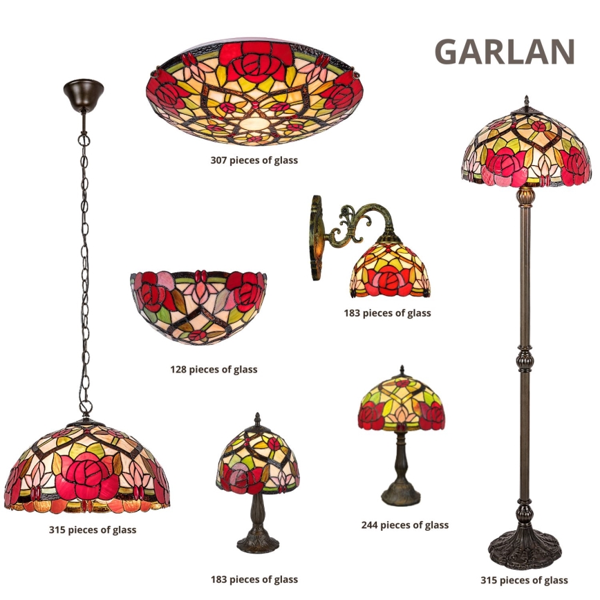 Brilagi - Tiffany-vitraažist lauavalgusti GARLAN 1xE27/40W/230V