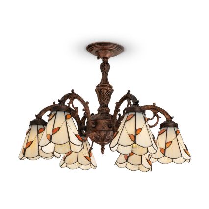 Brilagi - Tiffany vitraažist pinnale kinnitatav lühter FOLIA 6xE27/60W/230V pr. 60 cm