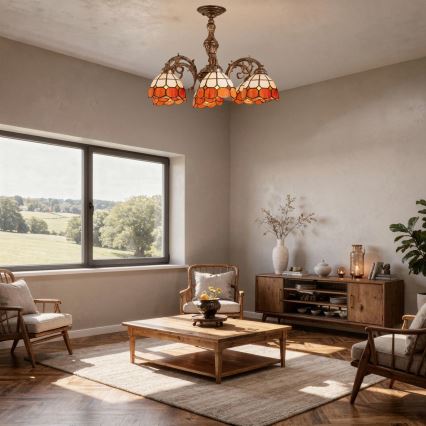 Brilagi - Tiffany-vitraažist pinnapealne laelamp SIENNA 6xE27/60W/230V läbimõõt 60 cm