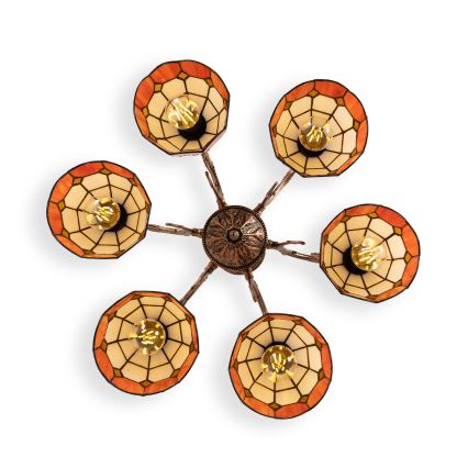 Brilagi - Tiffany-vitraažist pinnapealne laelamp SIENNA 6xE27/60W/230V läbimõõt 60 cm