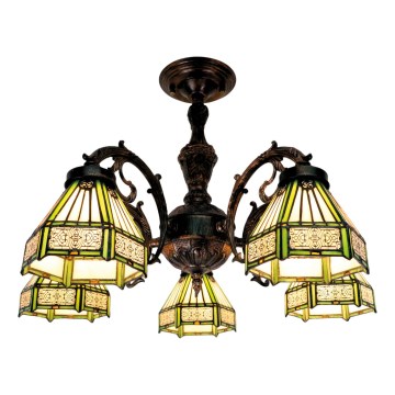 BRILAGI - Tiffany vitraažist pinnapealne lühter EMERALD 5xE27/60W/230V Ø 60 cm