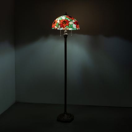 Brilagi - Tiffany vitraažist põrandalamp SUNFLOWER 2xE27/60W/230V