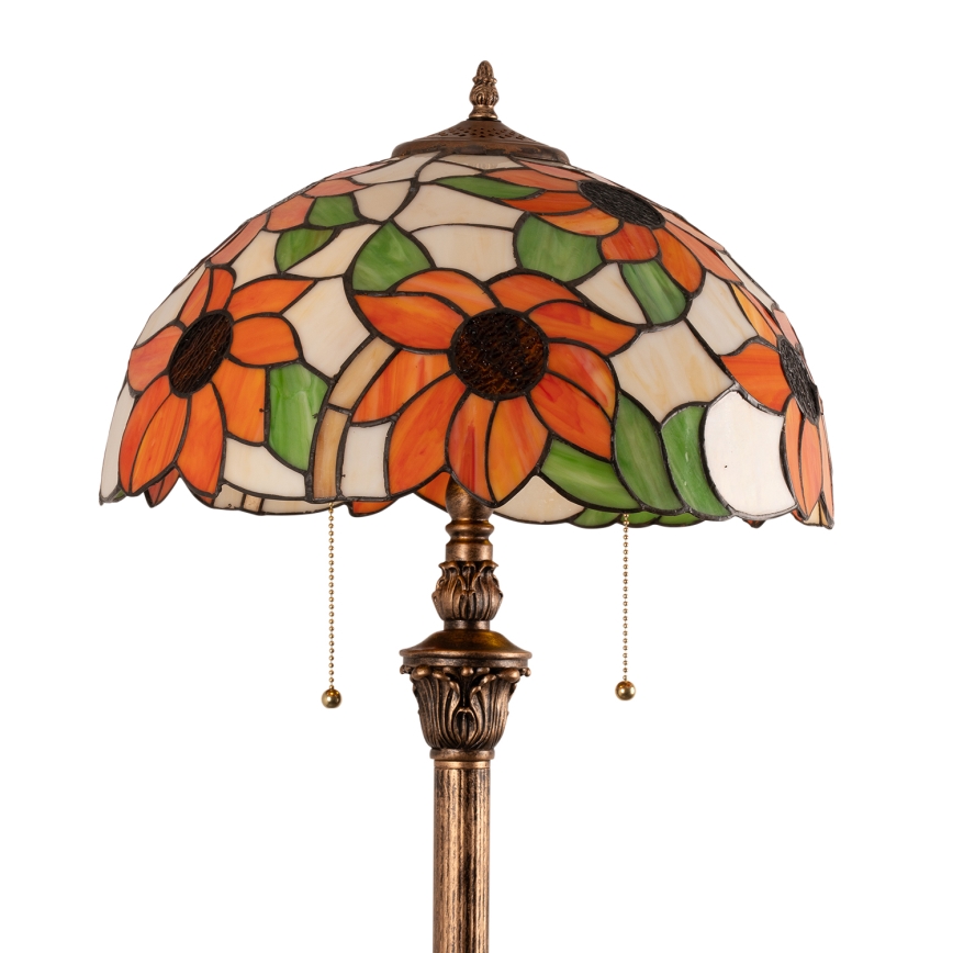 Brilagi - Tiffany vitraažist põrandalamp SUNFLOWER 2xE27/60W/230V