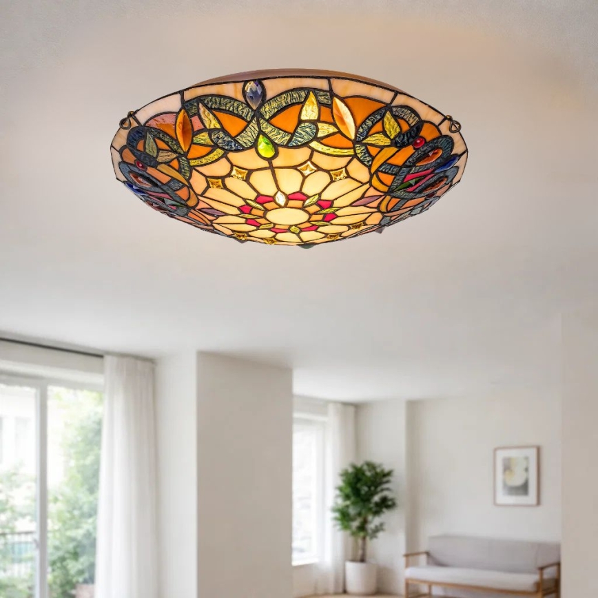 Brilagi - Tiffany-vitraažlaelamp LUISA 2xE27/60W/230V läbimõõt 40 cm