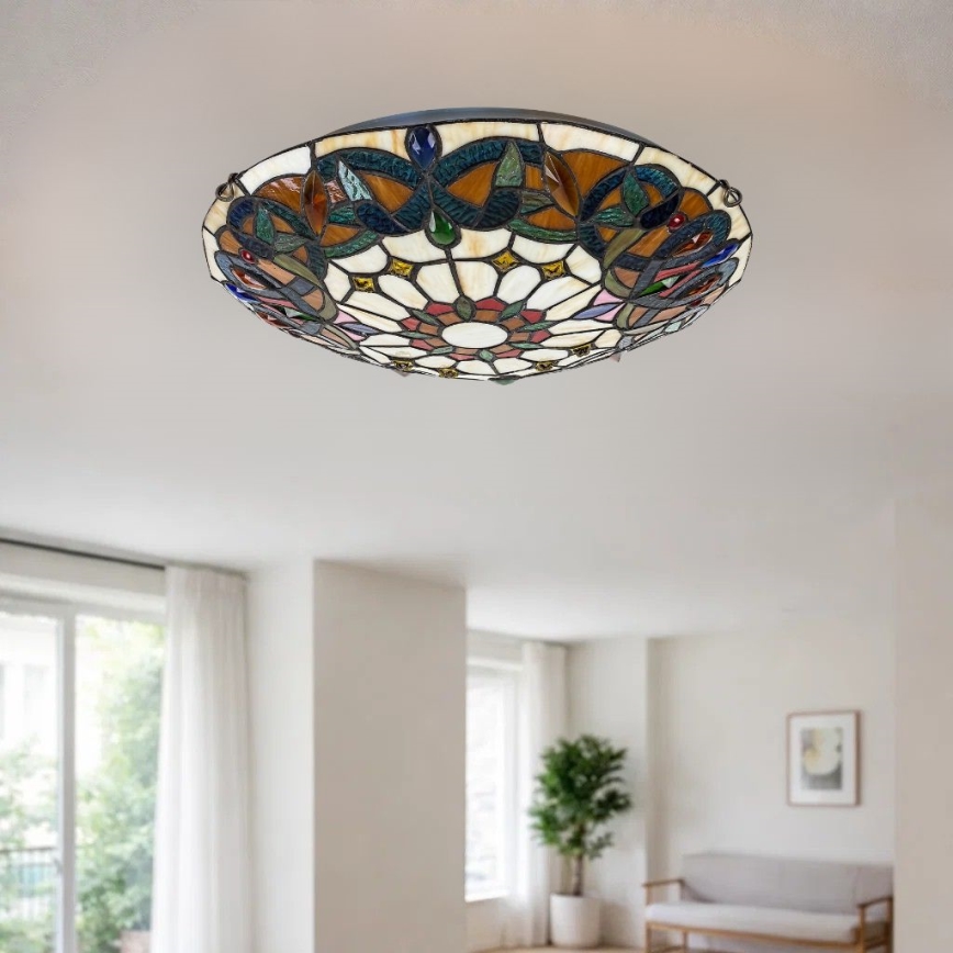 Brilagi - Tiffany-vitraažlaelamp LUISA 2xE27/60W/230V läbimõõt 40 cm