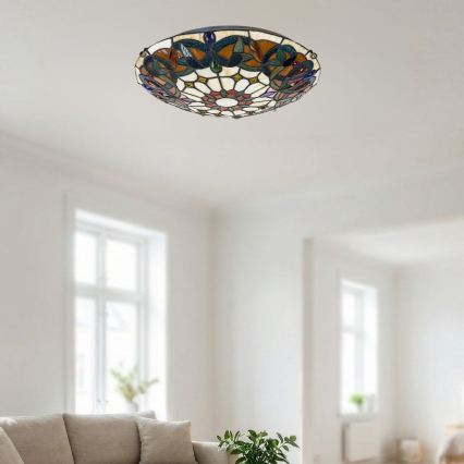 Brilagi - Tiffany-vitraažlaelamp LUISA 2xE27/60W/230V läbimõõt 40 cm
