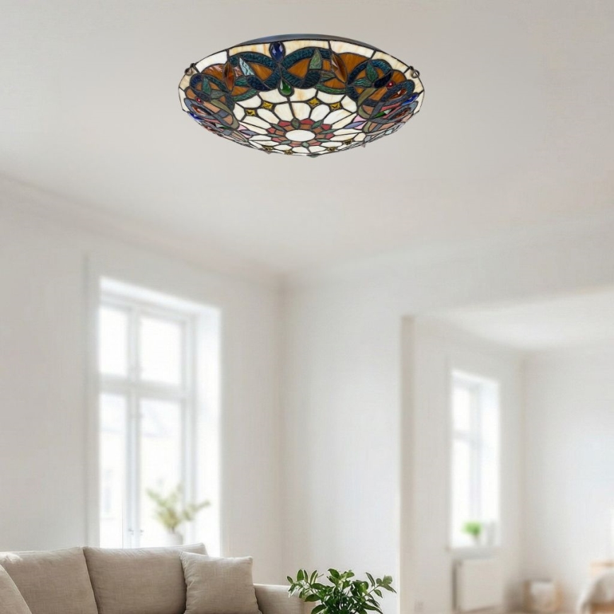Brilagi - Tiffany-vitraažlaelamp LUISA 2xE27/60W/230V läbimõõt 40 cm