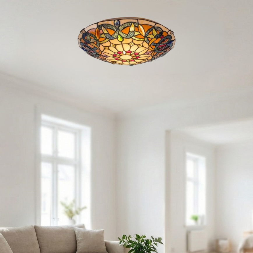 Brilagi - Tiffany-vitraažlaelamp LUISA 2xE27/60W/230V läbimõõt 40 cm