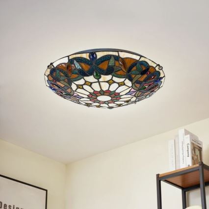Brilagi - Tiffany-vitraažlaelamp LUISA 2xE27/60W/230V läbimõõt 40 cm