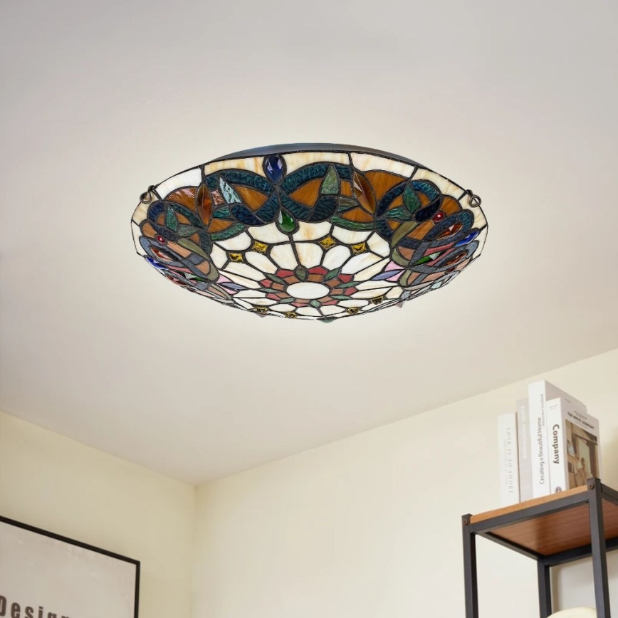 Brilagi - Tiffany-vitraažlaelamp LUISA 2xE27/60W/230V läbimõõt 40 cm