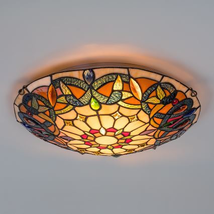 Brilagi - Tiffany-vitraažlaelamp LUISA 2xE27/60W/230V läbimõõt 40 cm