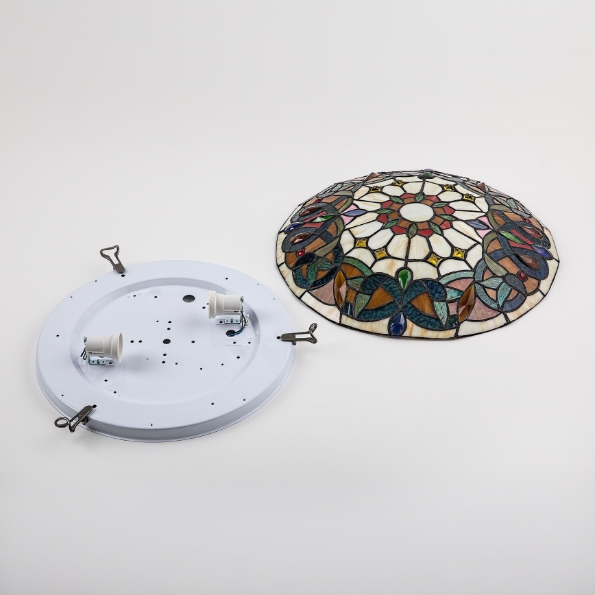 Brilagi - Tiffany-vitraažlaelamp LUISA 2xE27/60W/230V läbimõõt 40 cm