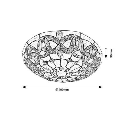 Brilagi - Tiffany-vitraažlaelamp LUISA 2xE27/60W/230V läbimõõt 40 cm
