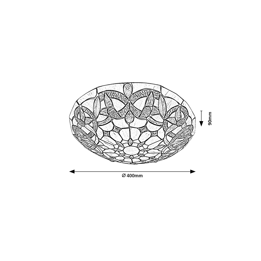Brilagi - Tiffany-vitraažlaelamp LUISA 2xE27/60W/230V läbimõõt 40 cm