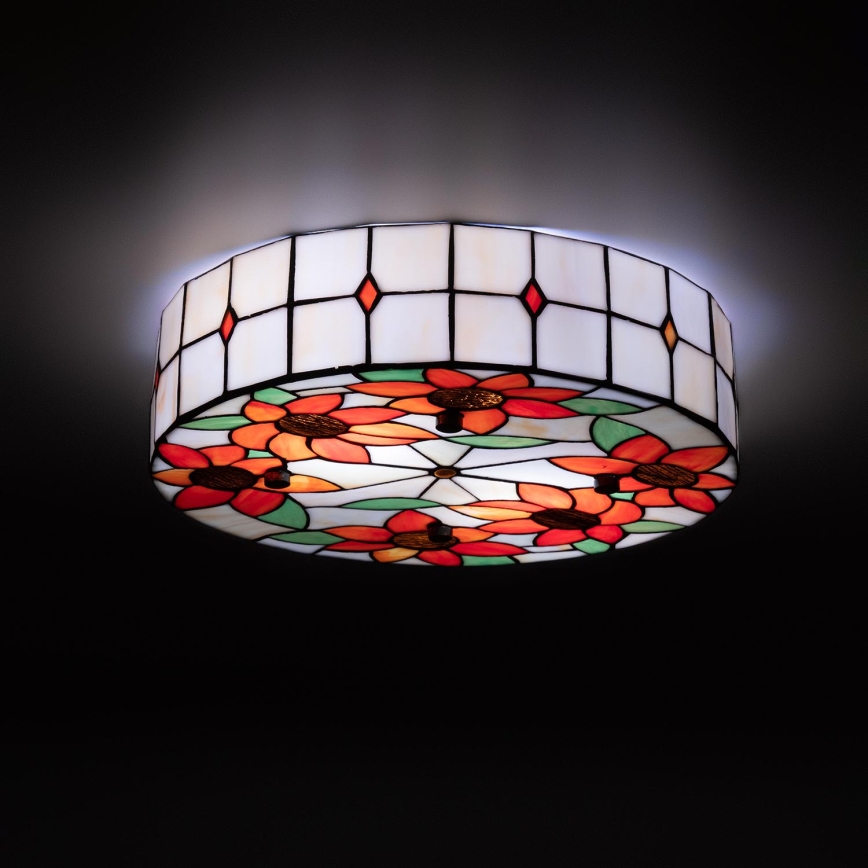 Brilagi - Tiffany-vitraažlaelamp SUNFLOWER 3xE27/60W/230V läbimõõt 40 cm