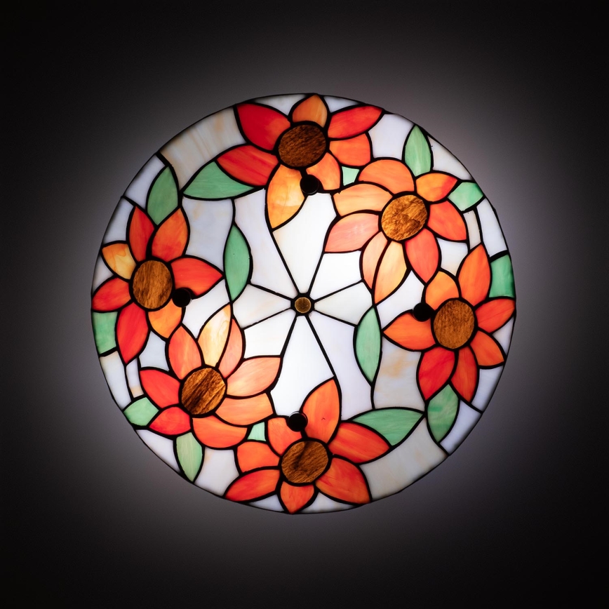 Brilagi - Tiffany-vitraažlaelamp SUNFLOWER 3xE27/60W/230V läbimõõt 40 cm