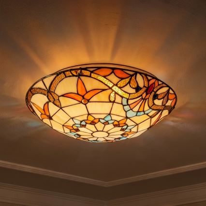 Brilagi - Tiffany-vitraažlaevalgusti MIRABELLA 2xE27/60W/230V läbimõõt 40 cm