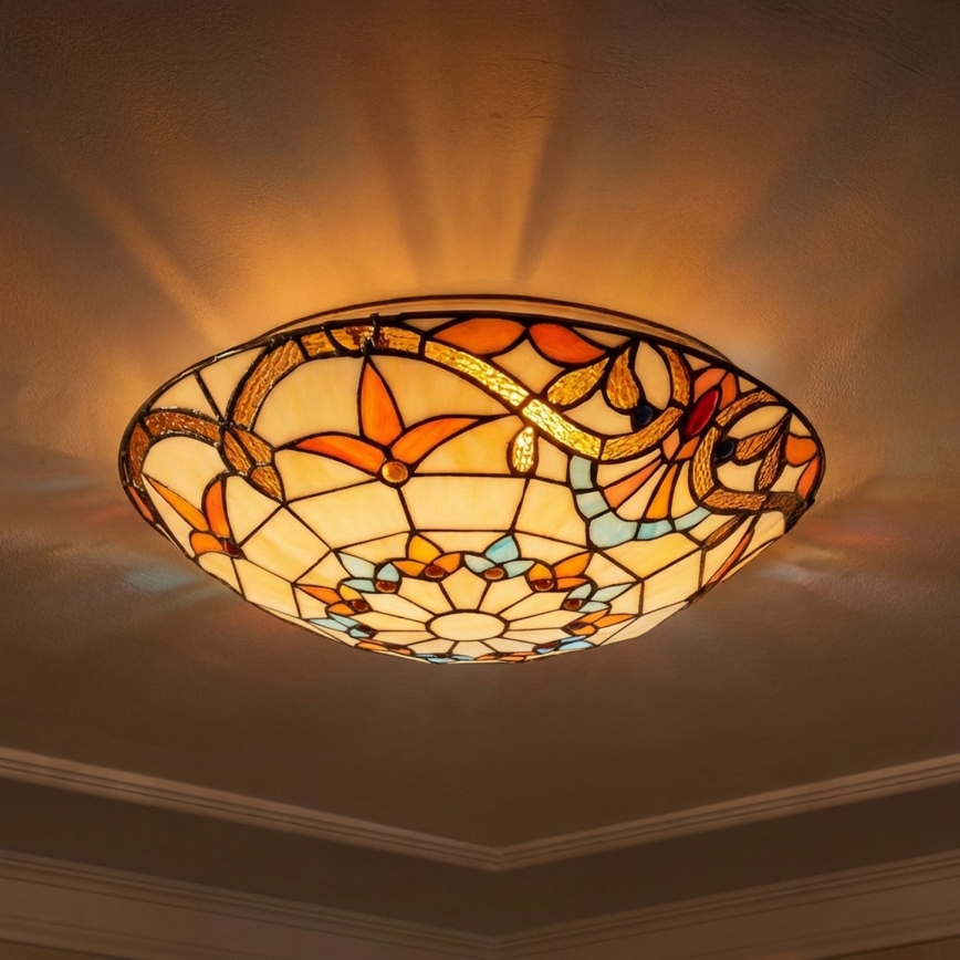 Brilagi - Tiffany-vitraažlaevalgusti MIRABELLA 2xE27/60W/230V läbimõõt 40 cm