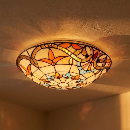Brilagi - Tiffany-vitraažlaevalgusti MIRABELLA 2xE27/60W/230V läbimõõt 40 cm