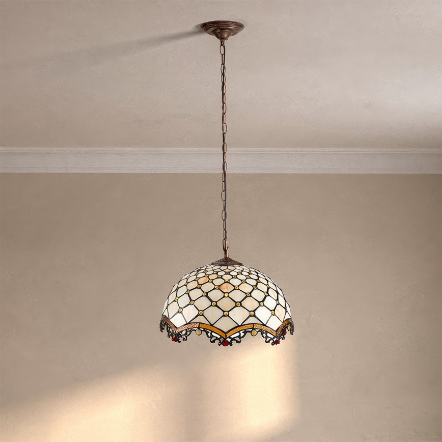 Brilagi - Tiffany vitraažlühter ketiga elevandiluu 1×E27/60 W/230 V Ø 40 cm