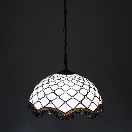 Brilagi - Tiffany vitraažlühter ketiga elevandiluu 1×E27/60 W/230 V Ø 40 cm