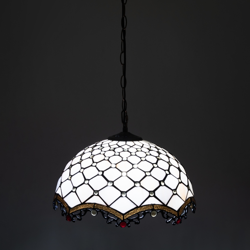 Brilagi - Tiffany vitraažlühter ketiga elevandiluu 1×E27/60 W/230 V Ø 40 cm