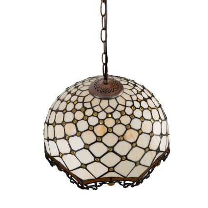 Brilagi - Tiffany vitraažlühter ketiga elevandiluu 1×E27/60 W/230 V Ø 40 cm