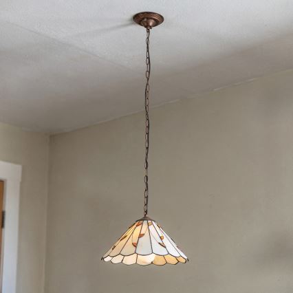 Brilagi - Tiffany-vitraažlühter ketiga FOLIA 1xE27/60W/230V, läbimõõt 40 cm