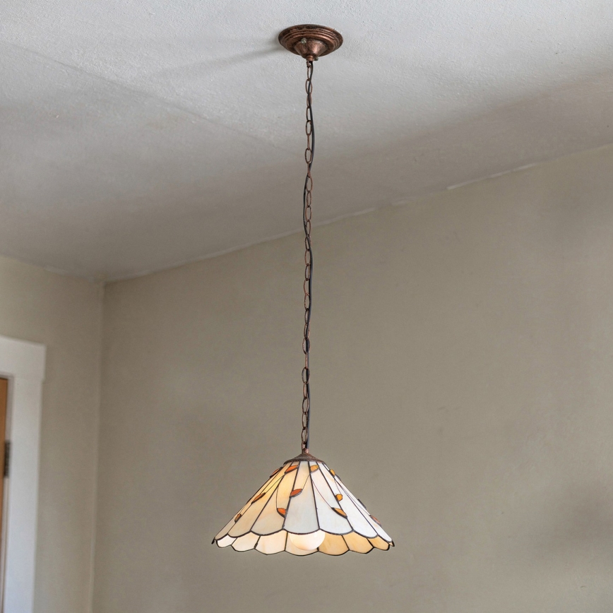 Brilagi - Tiffany-vitraažlühter ketiga FOLIA 1xE27/60W/230V, läbimõõt 40 cm