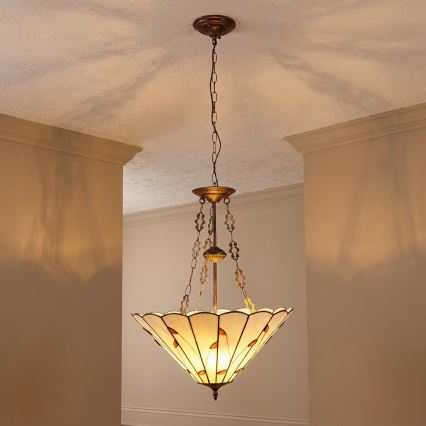 Brilagi - Tiffany-vitraažlühter ketiga FOLIA 3xE27/60W/230V läbimõõt 50 cm