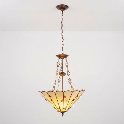 Brilagi - Tiffany-vitraažlühter ketiga FOLIA 3xE27/60W/230V läbimõõt 50 cm