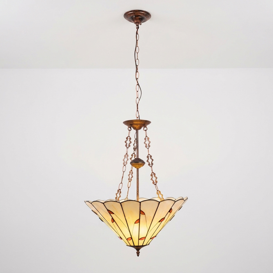 Brilagi - Tiffany-vitraažlühter ketiga FOLIA 3xE27/60W/230V läbimõõt 50 cm
