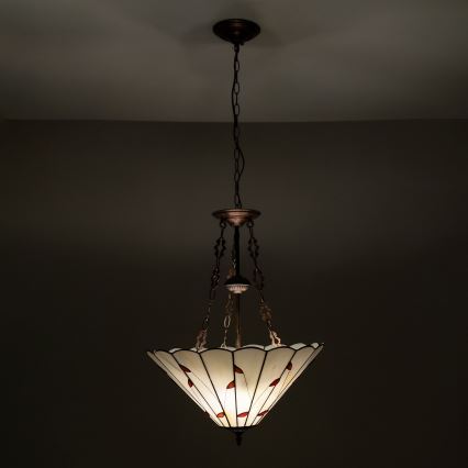 Brilagi - Tiffany-vitraažlühter ketiga FOLIA 3xE27/60W/230V läbimõõt 50 cm