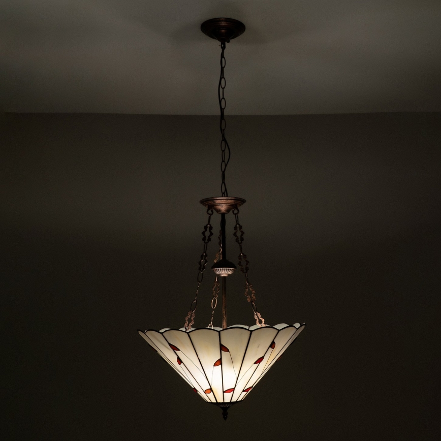 Brilagi - Tiffany-vitraažlühter ketiga FOLIA 3xE27/60W/230V läbimõõt 50 cm