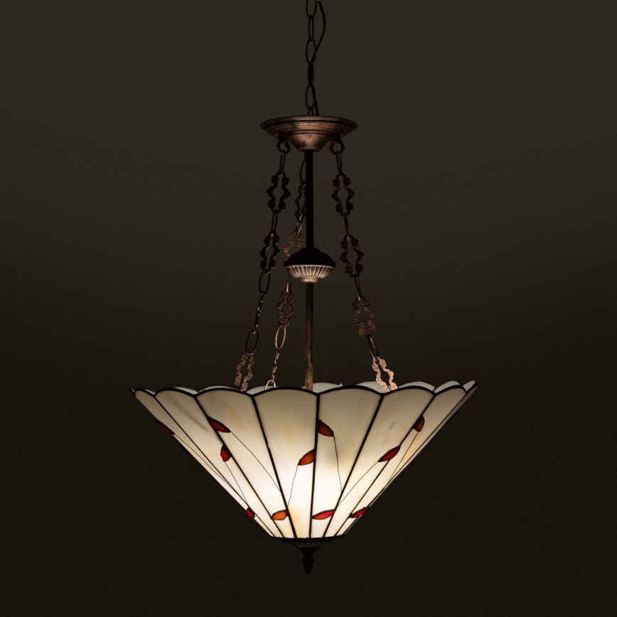 Brilagi - Tiffany-vitraažlühter ketiga FOLIA 3xE27/60W/230V läbimõõt 50 cm