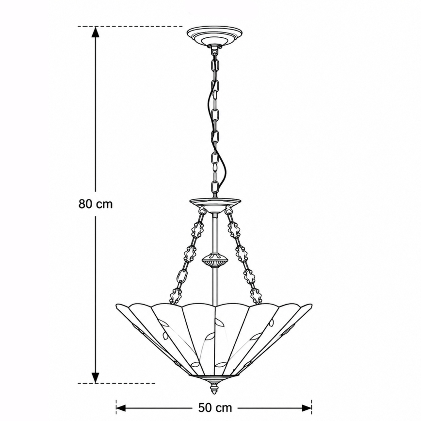 Brilagi - Tiffany-vitraažlühter ketiga FOLIA 3xE27/60W/230V läbimõõt 50 cm