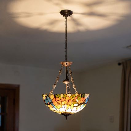 Brilagi - Tiffany vitraažlühter ketiga JUNGLE 3xE27/60W/230V läbimõõt 50 cm