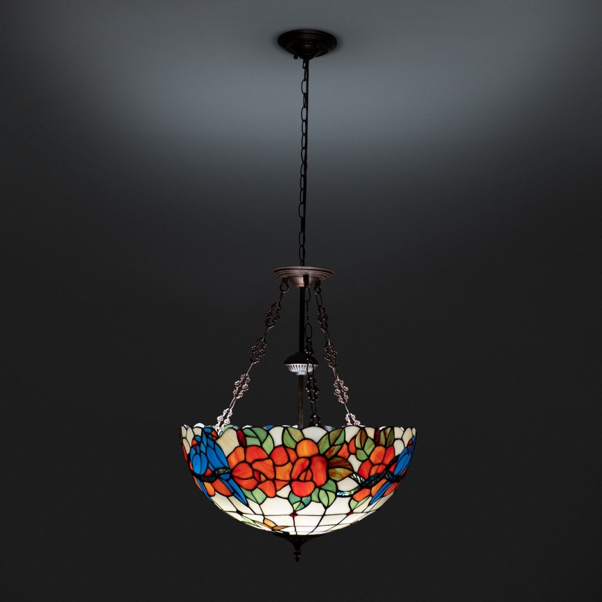 Brilagi - Tiffany vitraažlühter ketiga JUNGLE 3xE27/60W/230V läbimõõt 50 cm