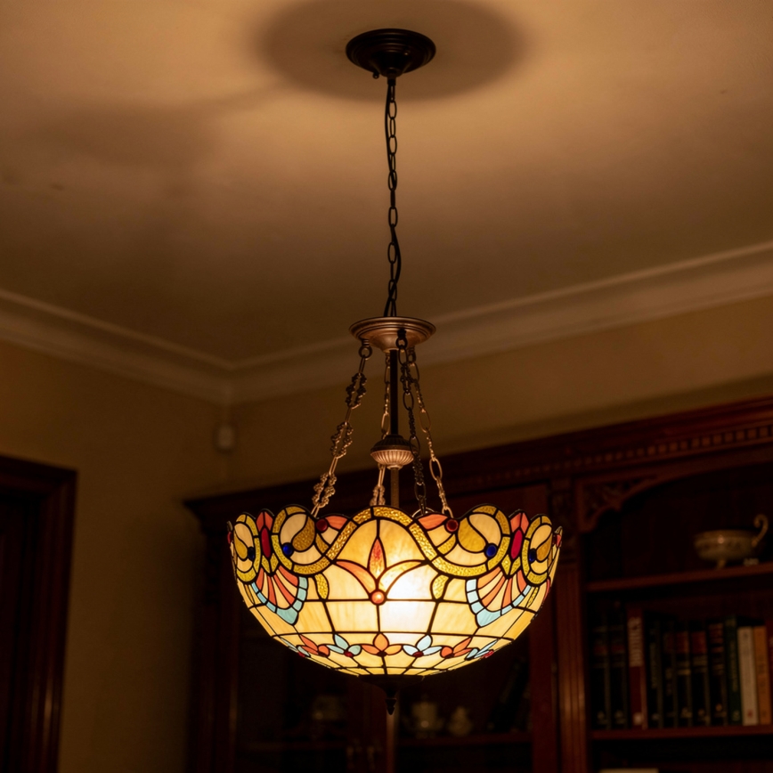 Brilagi - Tiffany-vitraažlühter ketiga MIRABELLA 3xE27/60W/230V läbimõõt 50 cm