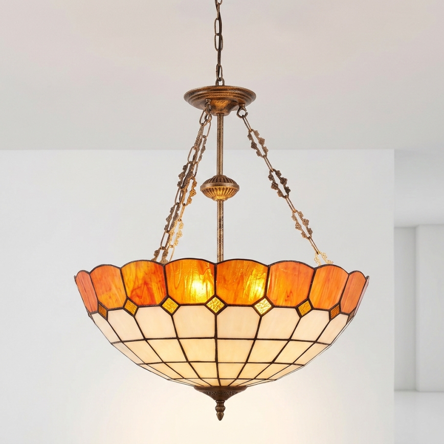 Brilagi - Tiffany vitraažlühter ketiga SIENNA 3xE27/60W/230V läbimõõt 50 cm